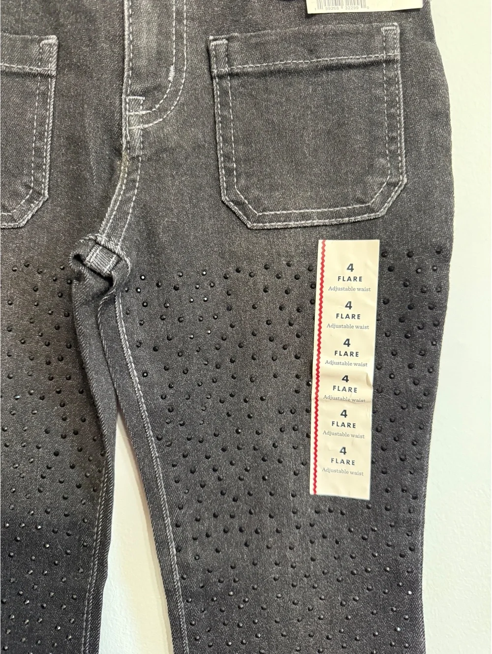 Cat & Jack Girls' Size 4 Black Flare Jeans with Studded Detailing